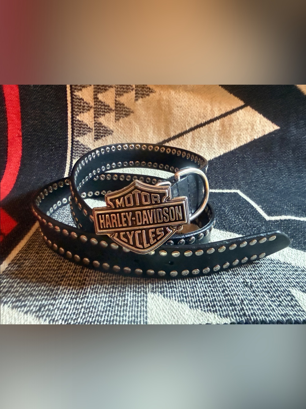 Harley-Davidson Black Studded Leather Belt for Men